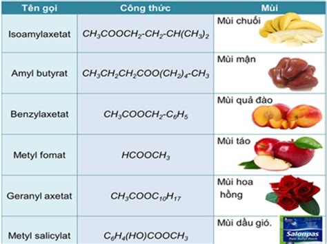 các este thường gặp