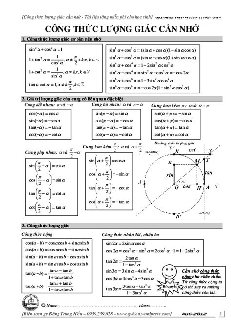 công thức lượng giác file pdf