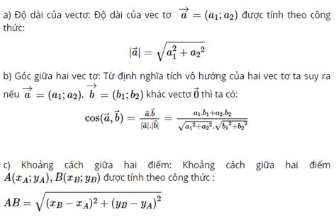 công thức tích vô hướng lớp 12