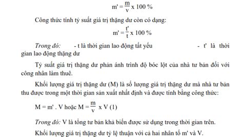 công thức tính giá trị thặng dư