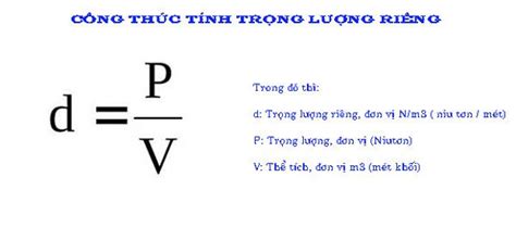 công thức tiính trọng lượng riêng