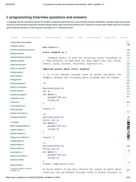 c and c++ interview programming questions and answers pdf