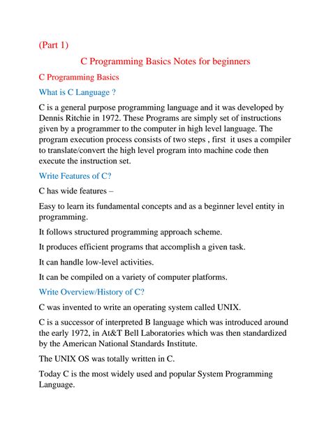 c language basics for beginners pdf