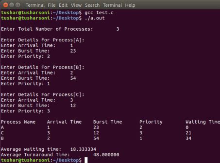 c program for preemptive priority scheduling
