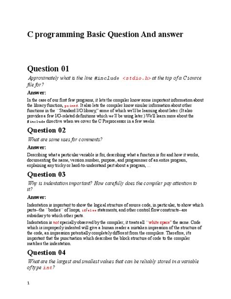 c programming important questions and answers