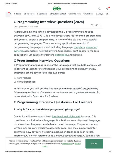 c programming interview questions and answers pdf for freshers