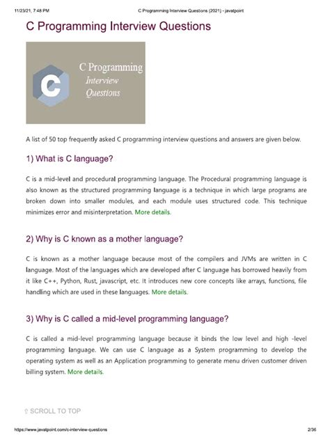 c programming interview questions for experienced pdf