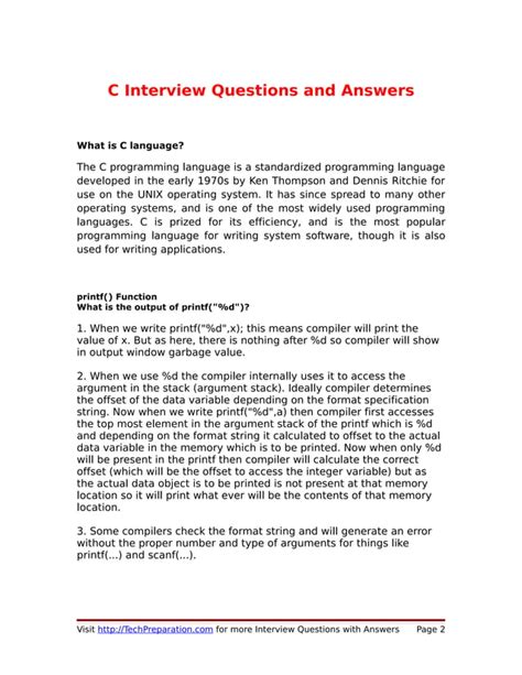 c programming interview questions for freshers pdf