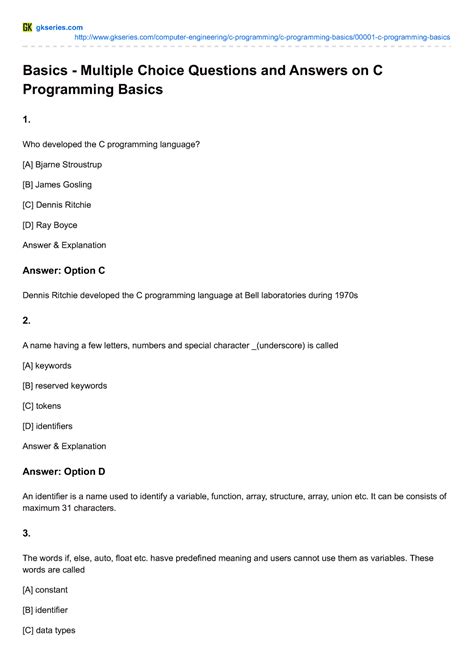 c programming language mcq questions and answers