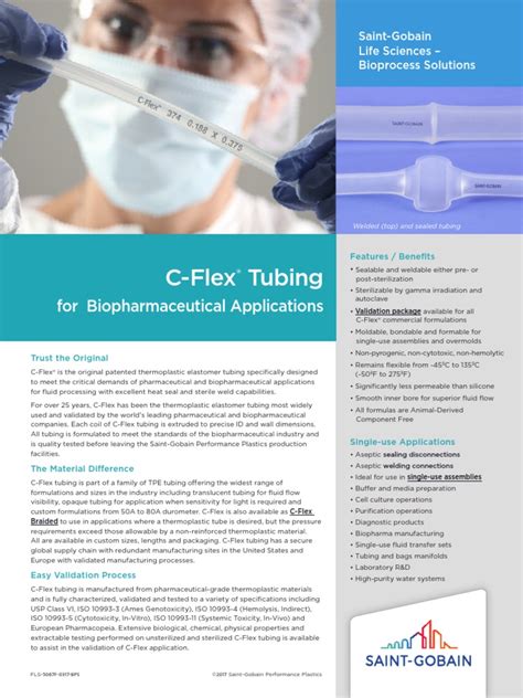 C-Flex Tubing Data Sheet