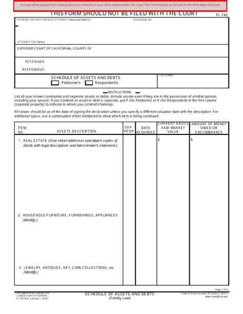 ca court forms fl 142