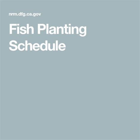 ca fish and game fish planting schedule