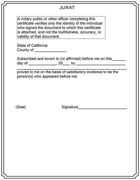 ca jurat notary form