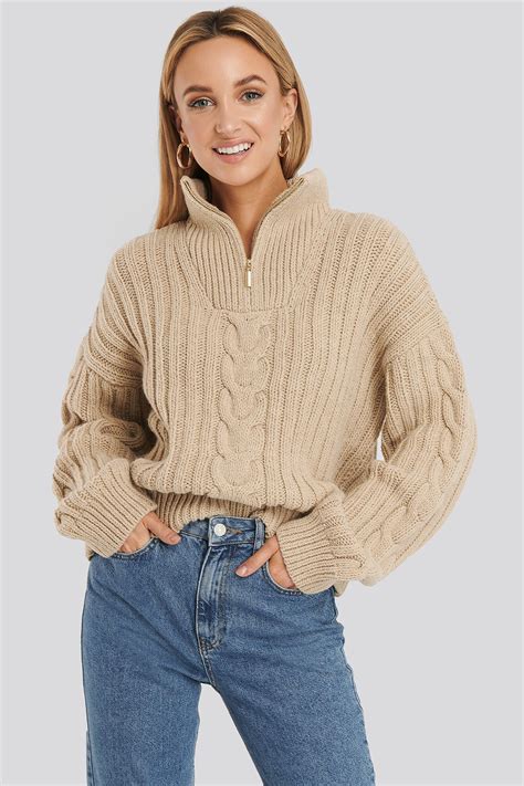 cable knit panel pullover