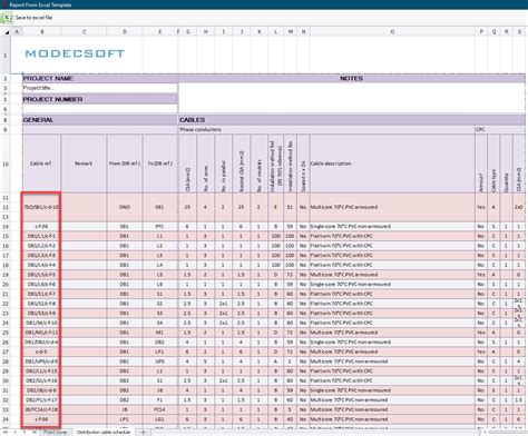 Cable Management Excel Template