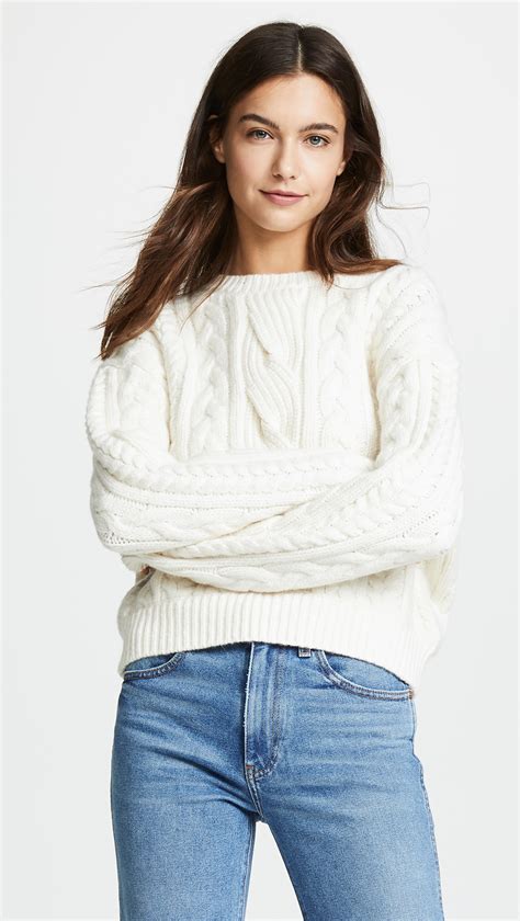 cable white sweater