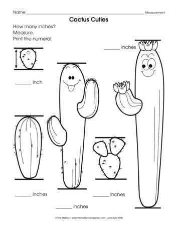 Cactus Math Worksheet Kindergarten