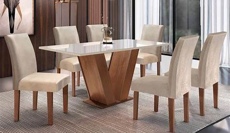 Conjunto Sala de Jantar Mesa e 4 Cadeiras Cronos Chanfro Premium Siena