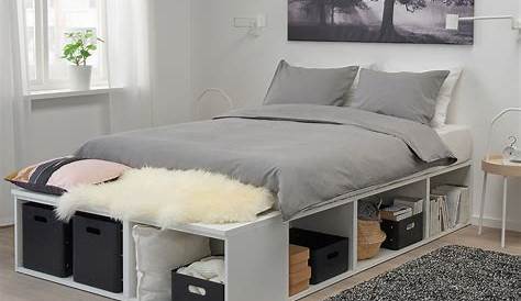 PLATSA Cadre lit avec rangement, blanc, 140x200 cm IKEA