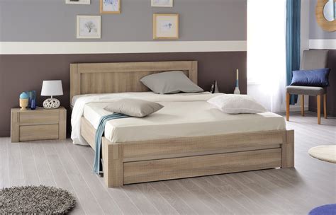 Cadre de lit avec rangement POCKET chêne 140 x 190 cm Maison et