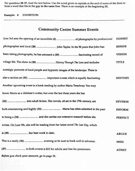 cae word formation exercises with answers pdf