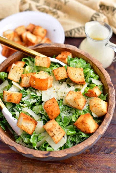 Caesar Salad with Garlic Bread Croutons