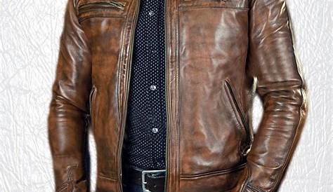 Mens Cafe Racer Brown Retro Style Motorcycle Biker Leather jacket