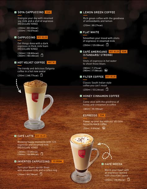 cafe coffee day menu price