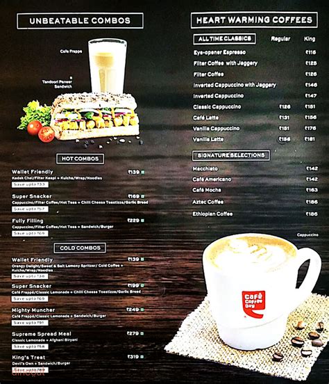 cafe coffee day menu price list