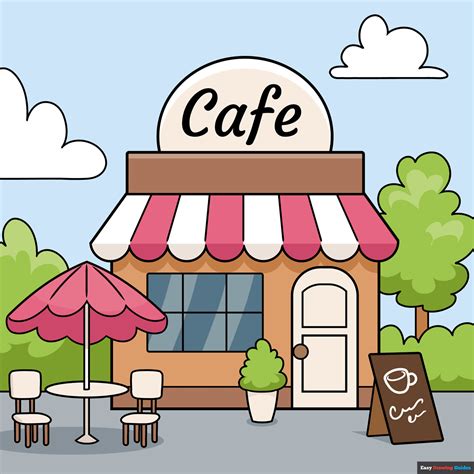 cafe drawing easy