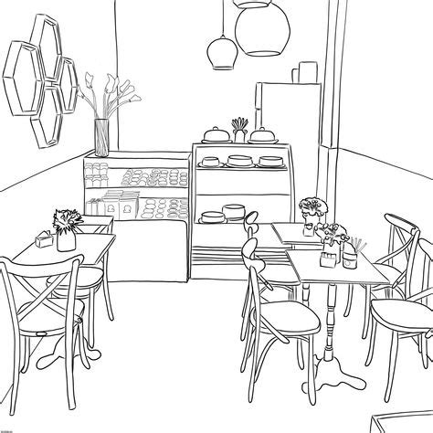 cafe drawing reference