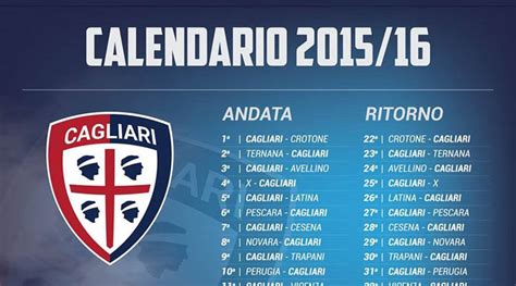 cagliari calcio calendario partite