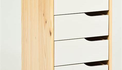 Caisson de bureau 6 tiroirs bois massif vernis blanc Sali