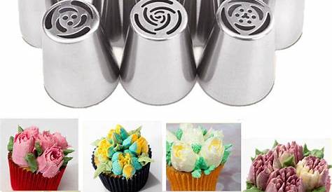 Cake Decorating Nozzles 5 Pieces Pastry Rose Flower Icing Tip Cupcake