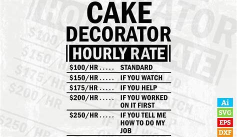 Cake Decorator Hourly Rate Funny Vector Tshirt Design Svg Files