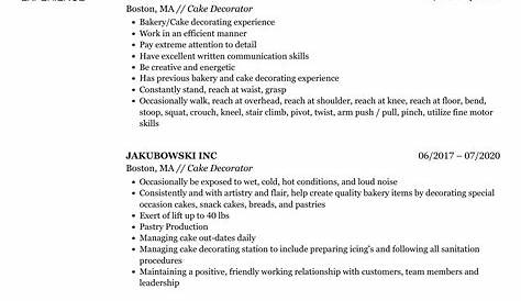 Cake Decorator Skills Resume Fillable Online Extension Purdue 15 For Your