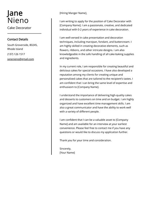 Cake Froster Job Application Template