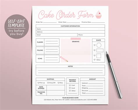 Invoice/order form setup Cake order forms, Invoice template word