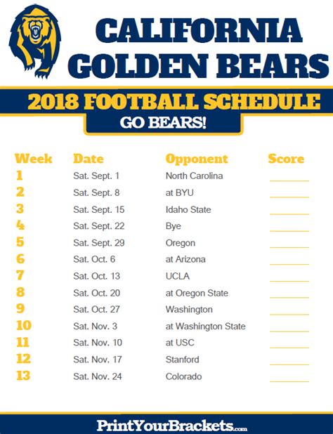 cal bears football schedule 2008