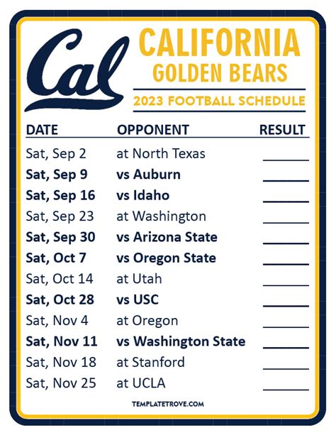 cal golden bears football schedule 20