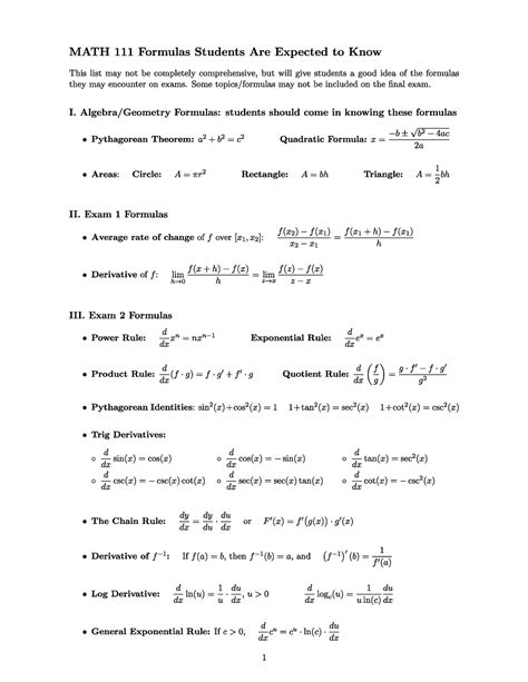 Unlock Calc 1 Mastery: Essential Formulas You Can't Afford to Miss