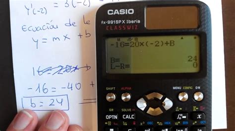 Obtener la ecuación de la recta tangente usando la calculadora Casio fx