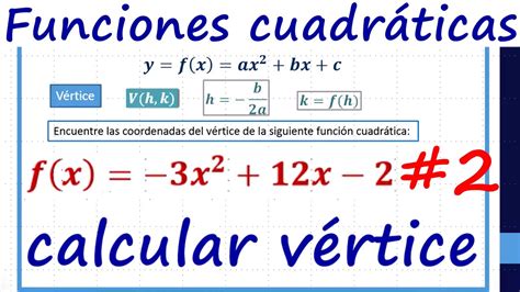 Calcular vértice función cuadrática // Ejemplo 1 YouTube