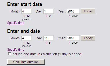 Calculate Calendar Days From A Date