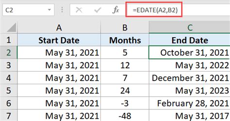 calculate 3 months from date in excel