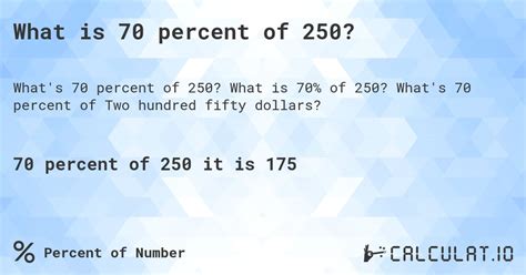 Calculate 70 Percent Of 250