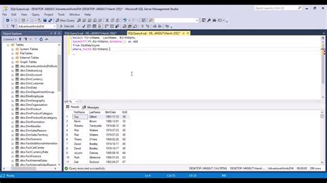 calculate age using date of birth sql