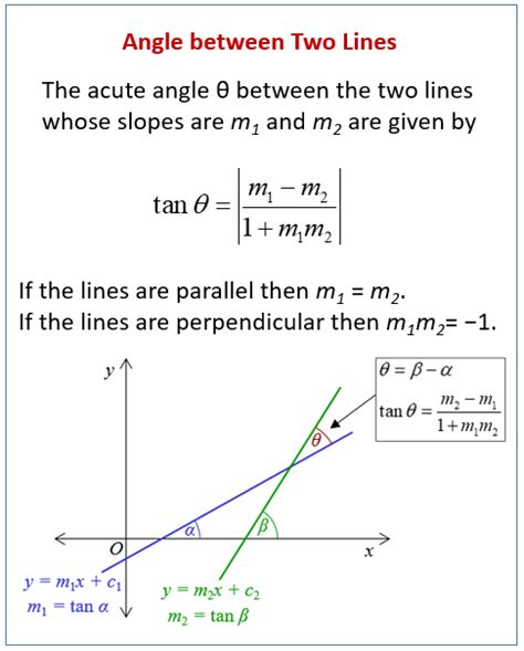 calculate angle between two lines using coordinates