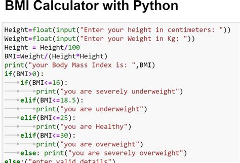 Calculate Bmi Python Code