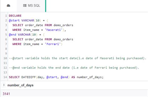 calculate days between two dates in sql query without datediff server